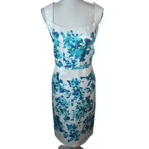 DANA KAY TURQUOISE & WHITE FLORAL DRESS SZ.16 EUC